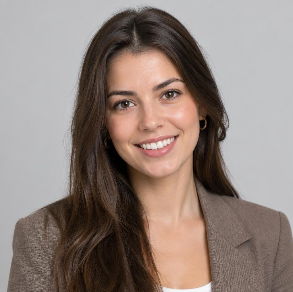 Studio portrait of a young woman smiling