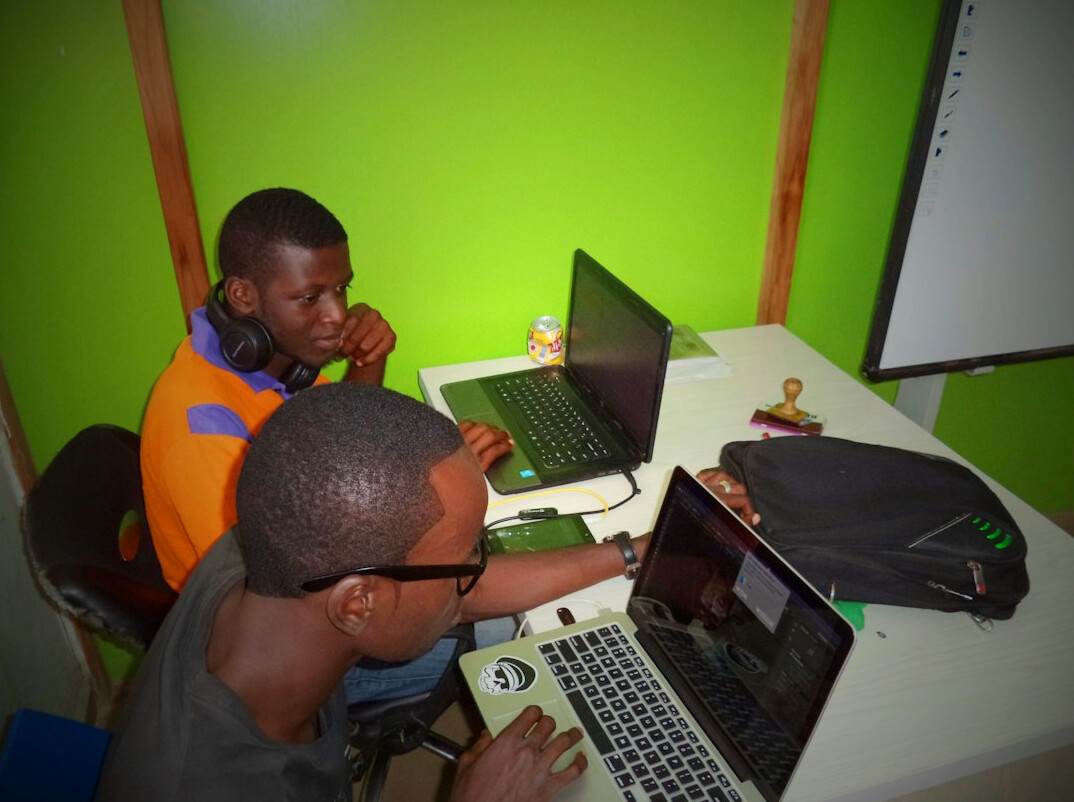 happy kids with laptops