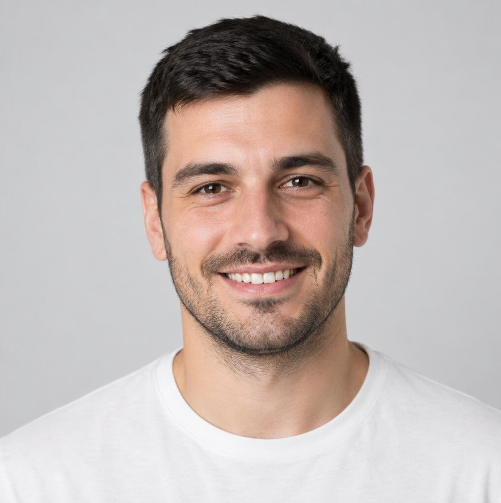 Studio portrait of a young man smiling